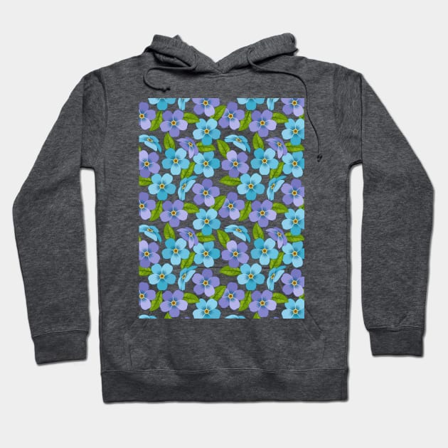 Forget Me Not Flowers Pattern Hoodie by Designoholic